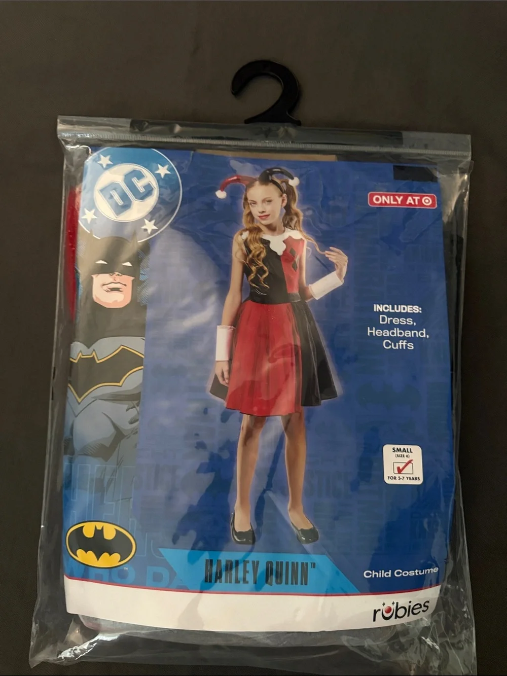 Harley Quinn Kids Costume Dress in Red and Black’s small